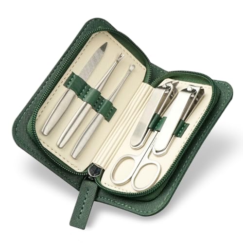 Nagelschere-Set (6 Stück), Reise-Maniküre-Set, Zehennägel-Schere, Grooming-Set für Männer, Nagelschere aus Edelstahl für Männer und Frauen, Maniküre-Set aus PU-Leder, Geschenk für die Familie von Gubonwer