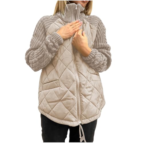 Gubsssl Steppmantel Damen Warme Winterjacke Puffer Jacket Leichte OutdoorjackeDaunenjacken Wintermantel Winterparka Daunenmantel Pufferjacke Softshelljacke Grosse Grössen Winter Mantel Khaki 3XL von Gubsssl