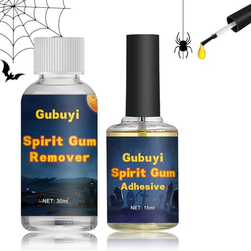 15ml Hautkleber Gesicht+30ml Entferner, Spirit Gum, Adhesive Remover, Kosmetikkleber, Gesichtskleber für Effektschminke, für Halloween Performance, Karneval, Cosplay von Gubuyi