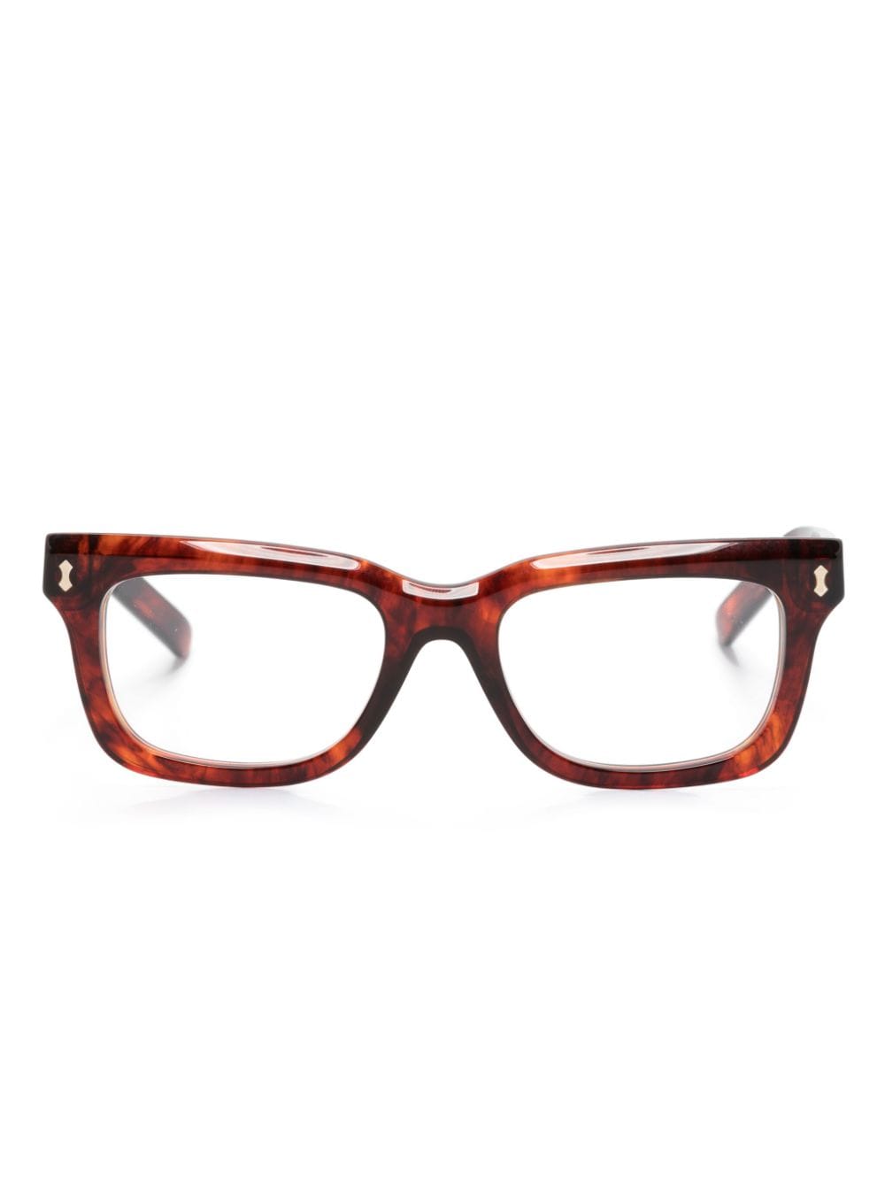 Gucci Eyewear Eckige Brille mit Logo-Gravur - Braun von Gucci Eyewear