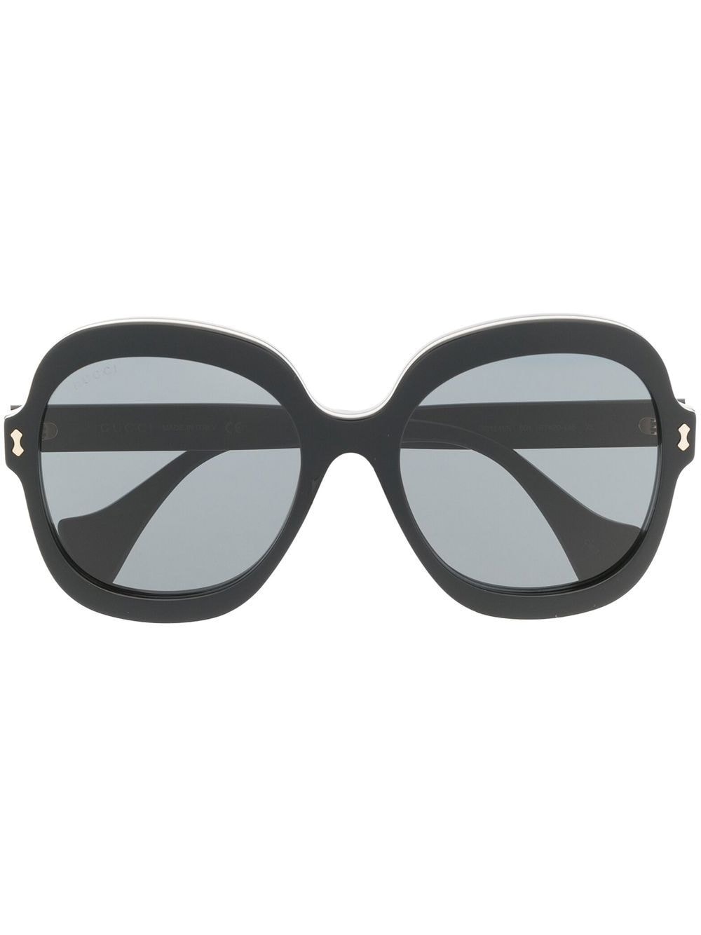 Gucci Eyewear Eckige Sonnenbrille mit Logo-Schild - Schwarz von Gucci Eyewear