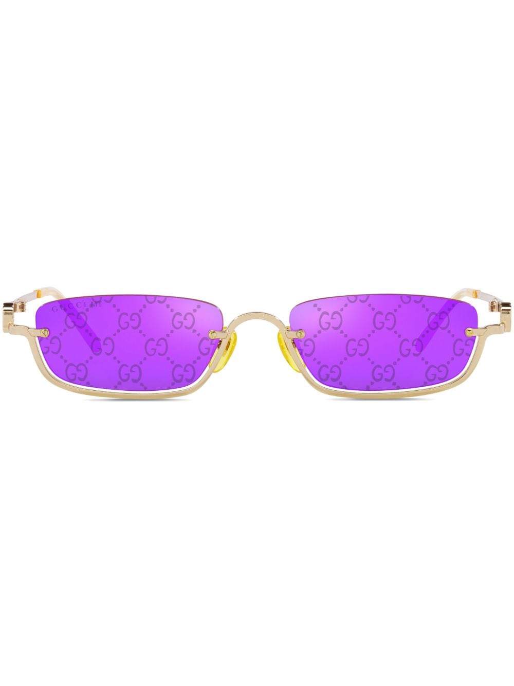 Gucci Eyewear Eckige Sonnenbrille mit GG - Gold von Gucci Eyewear