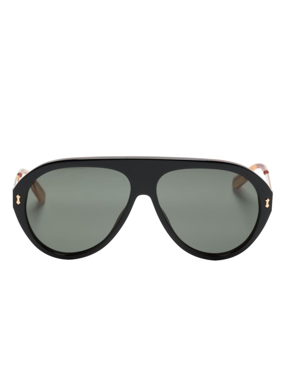 Gucci Eyewear Pilotenbrille mit Logo-Gravur - Schwarz von Gucci Eyewear