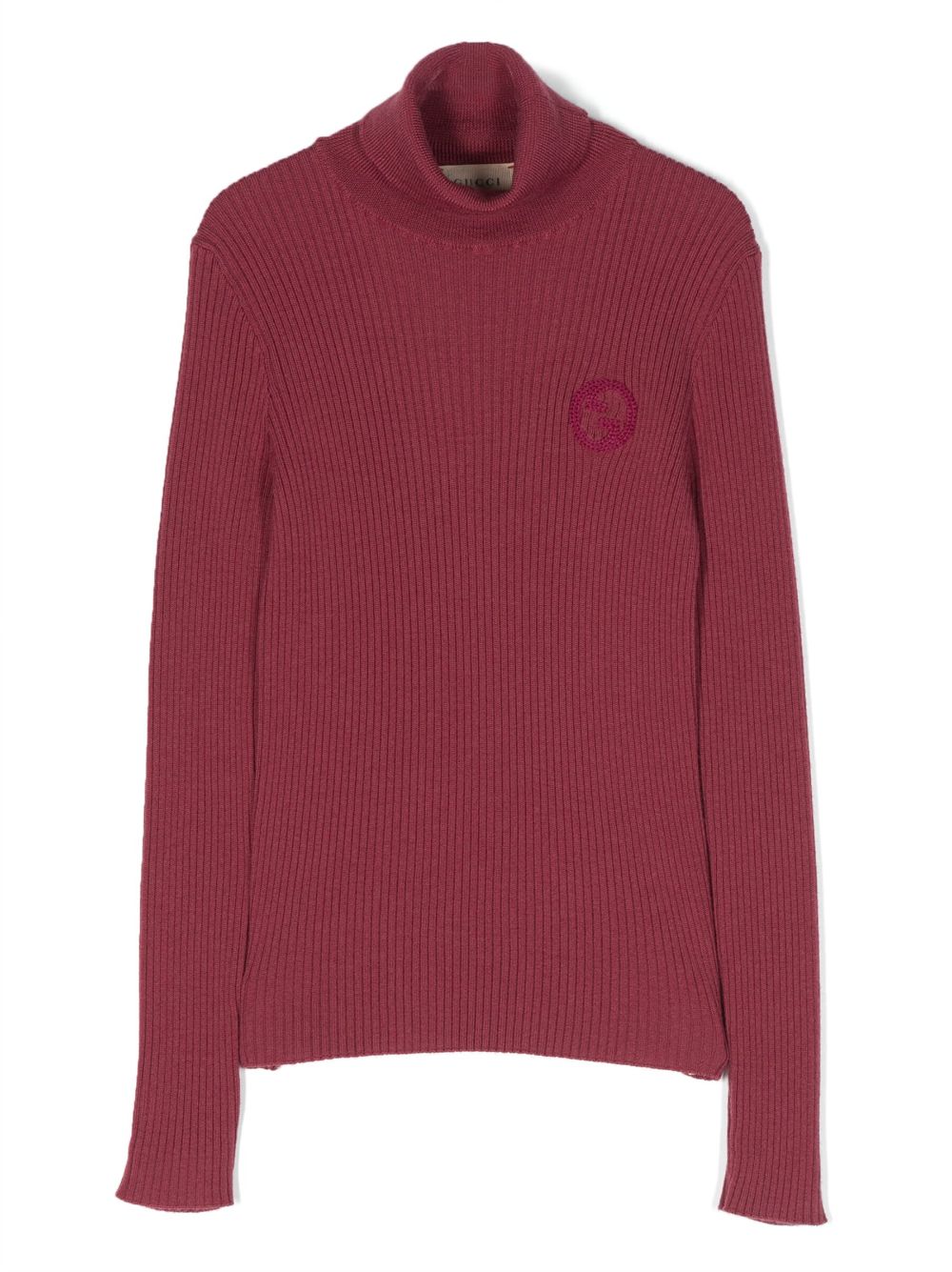 Gucci Kids Gerippter Pullover mit Logo-Stickerei - Rosa von Gucci Kids