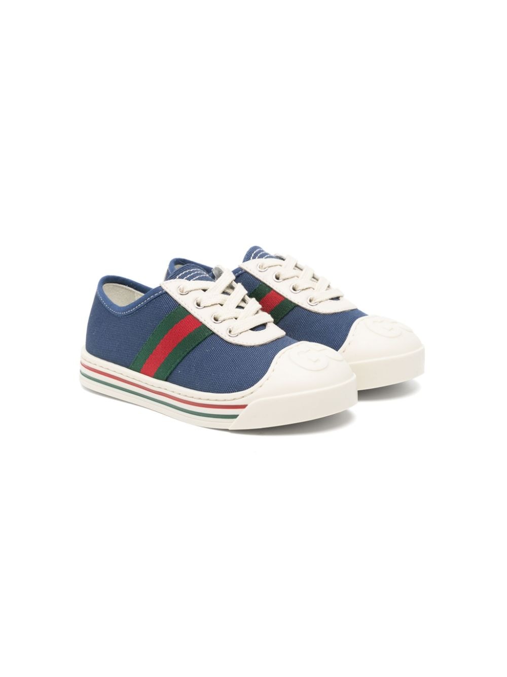 Gucci Kids Canvas-Sneakers mit Webstreifen - Blau von Gucci Kids