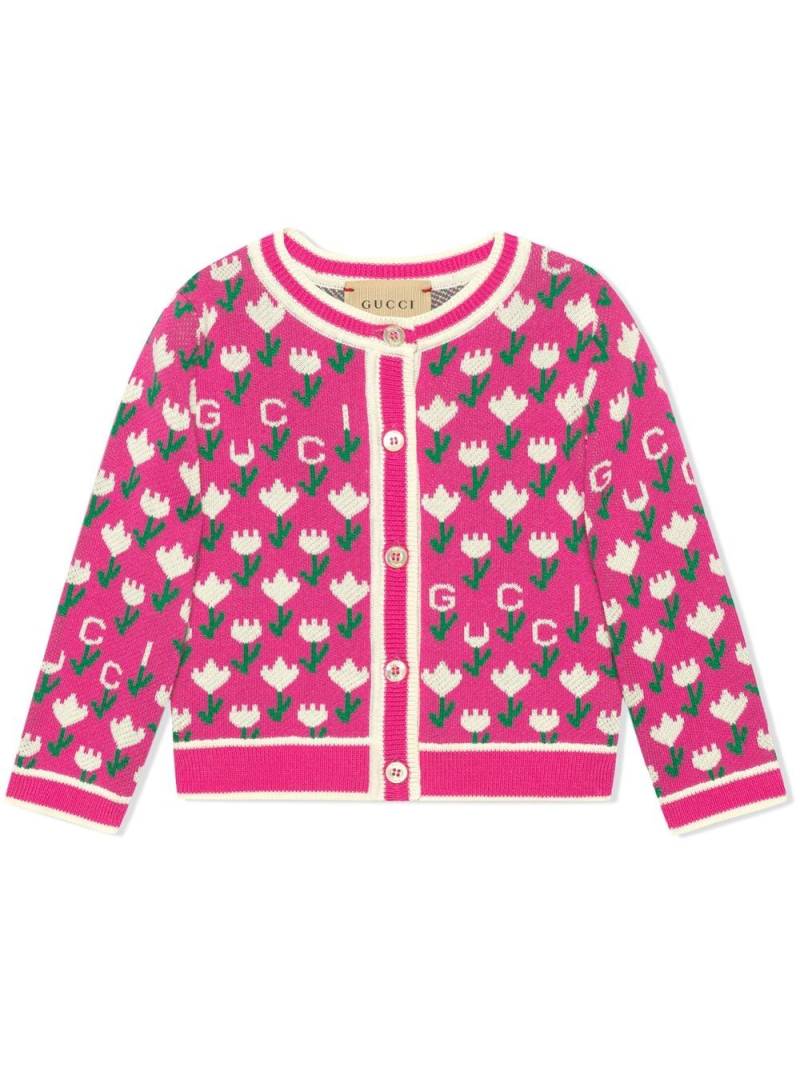 Gucci Kids Cardigan mit Blumen-Jacquardmuster - Rosa von Gucci Kids