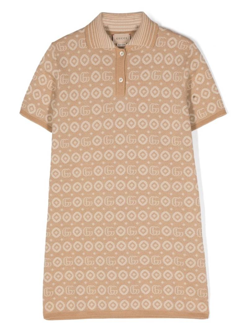 Gucci Kids Jacquard-Poloshirtkleid mit GG - Nude von Gucci Kids