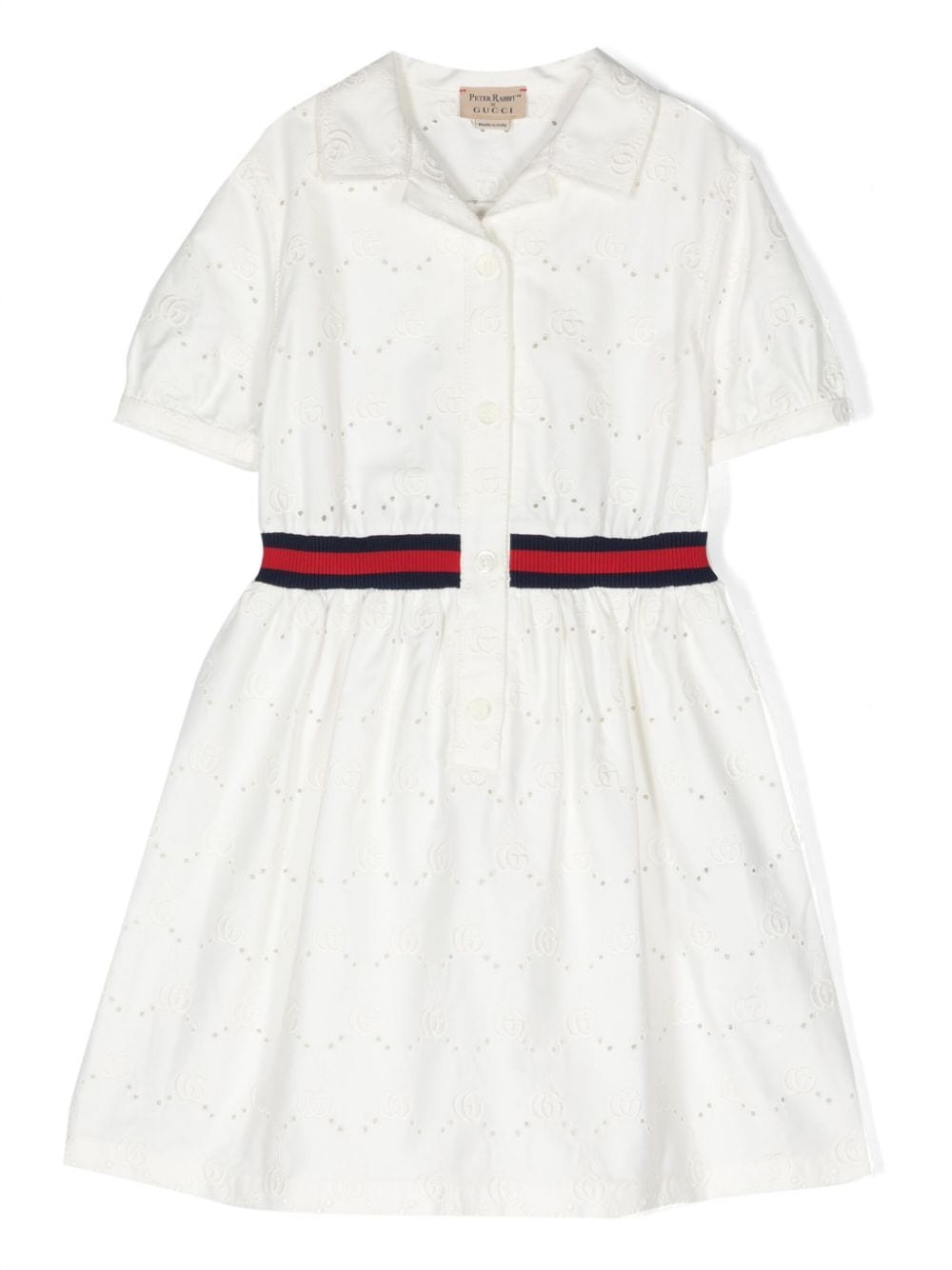 Gucci Kids Hemdkleid mit GG-Stickerei - Weiß von Gucci Kids