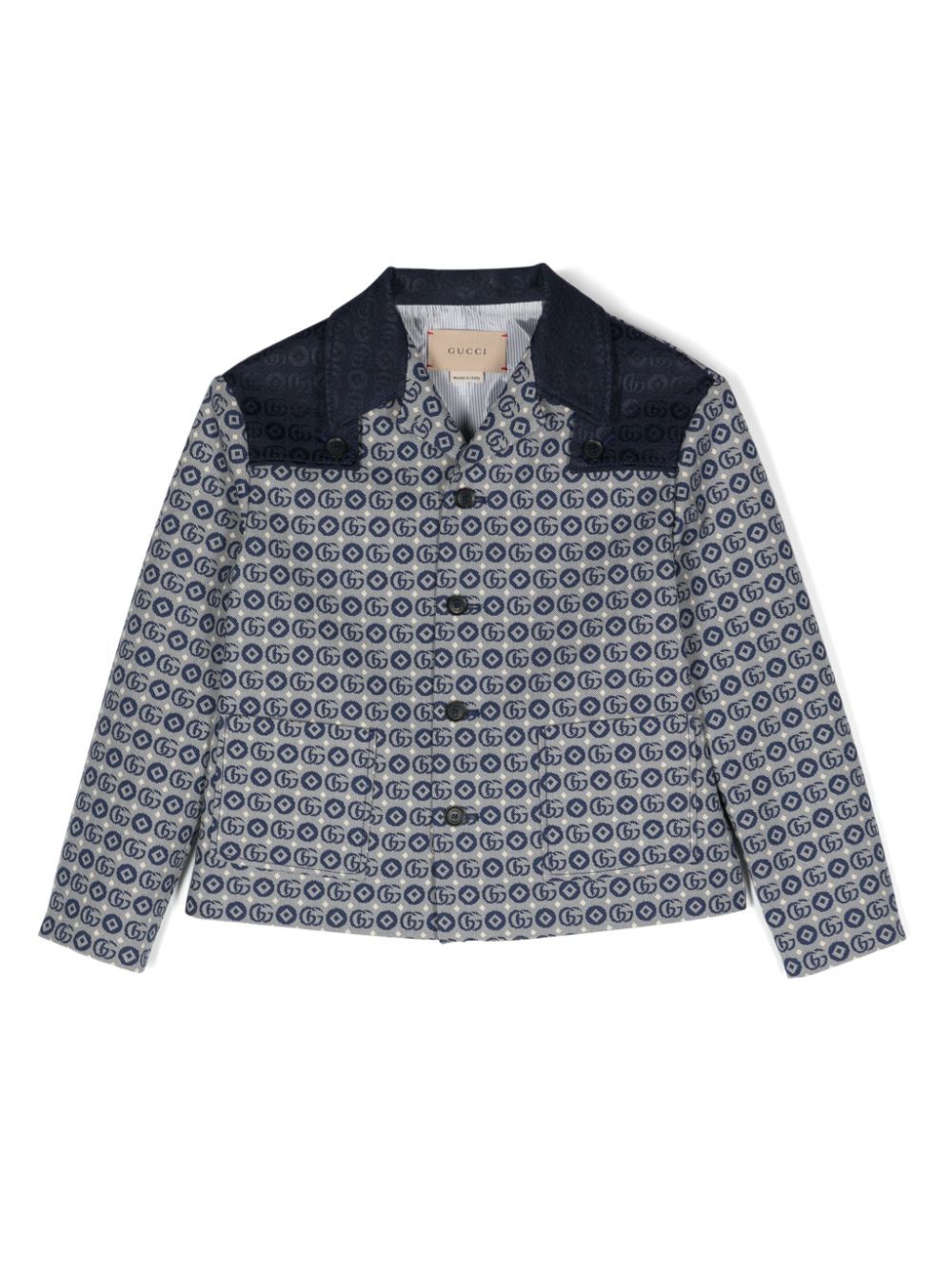 Gucci Kids Geknöpfte Hemdjacke mit Monogrammmuster - Blau von Gucci Kids