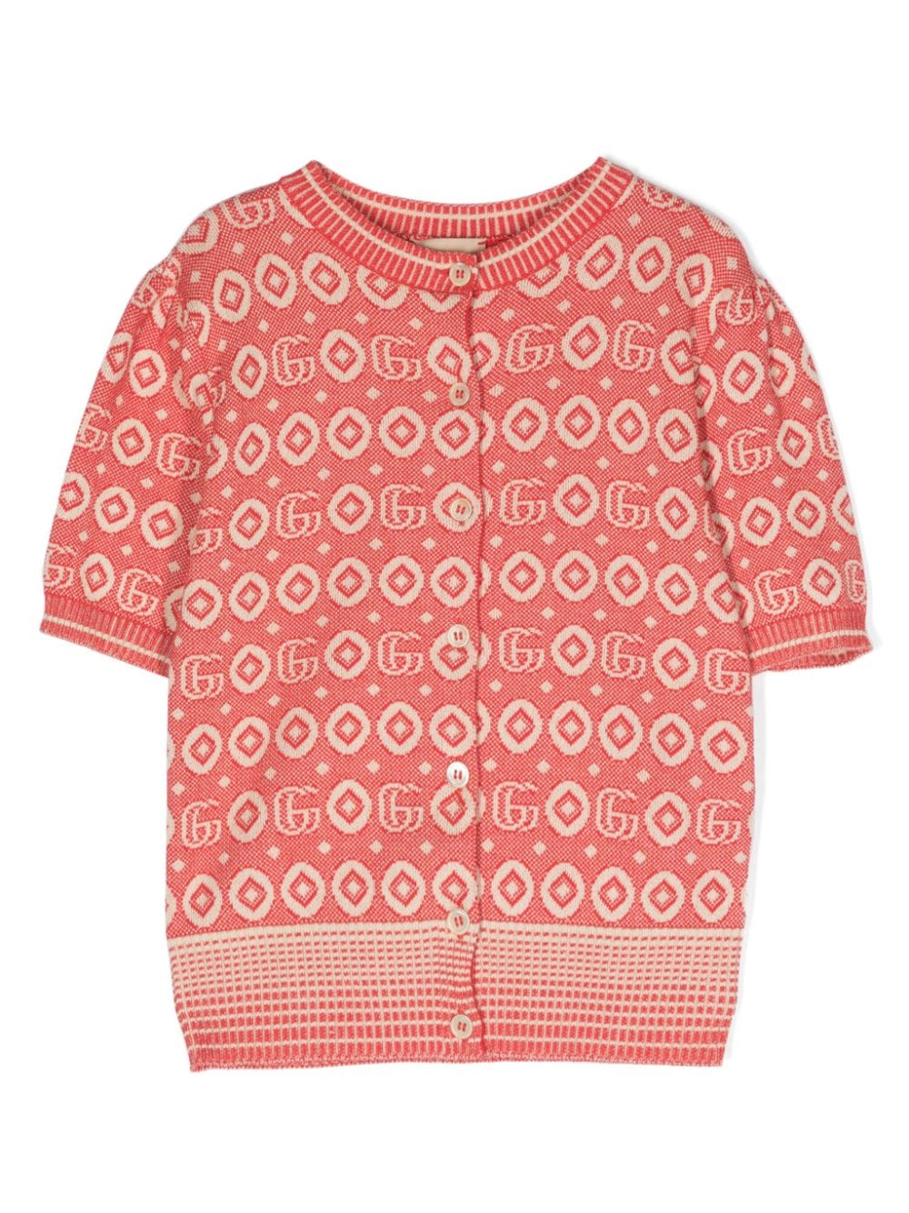 Gucci Kids Gerippter Cardigan mit GG-Muster - Nude von Gucci Kids