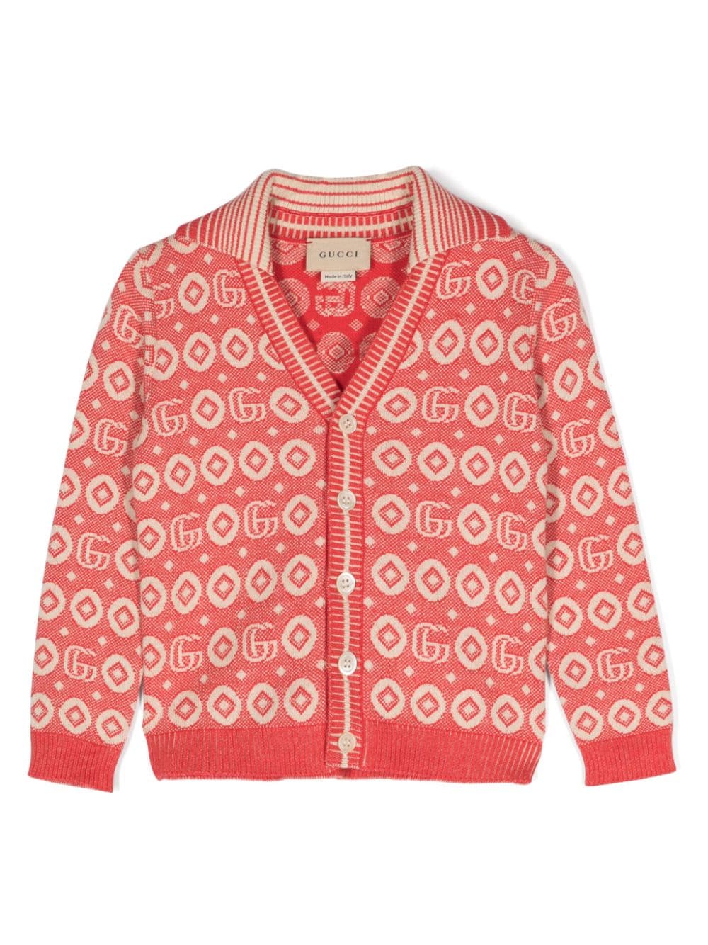 Gucci Kids Gerippter Cardigan mit GG-Muster - Rot von Gucci Kids