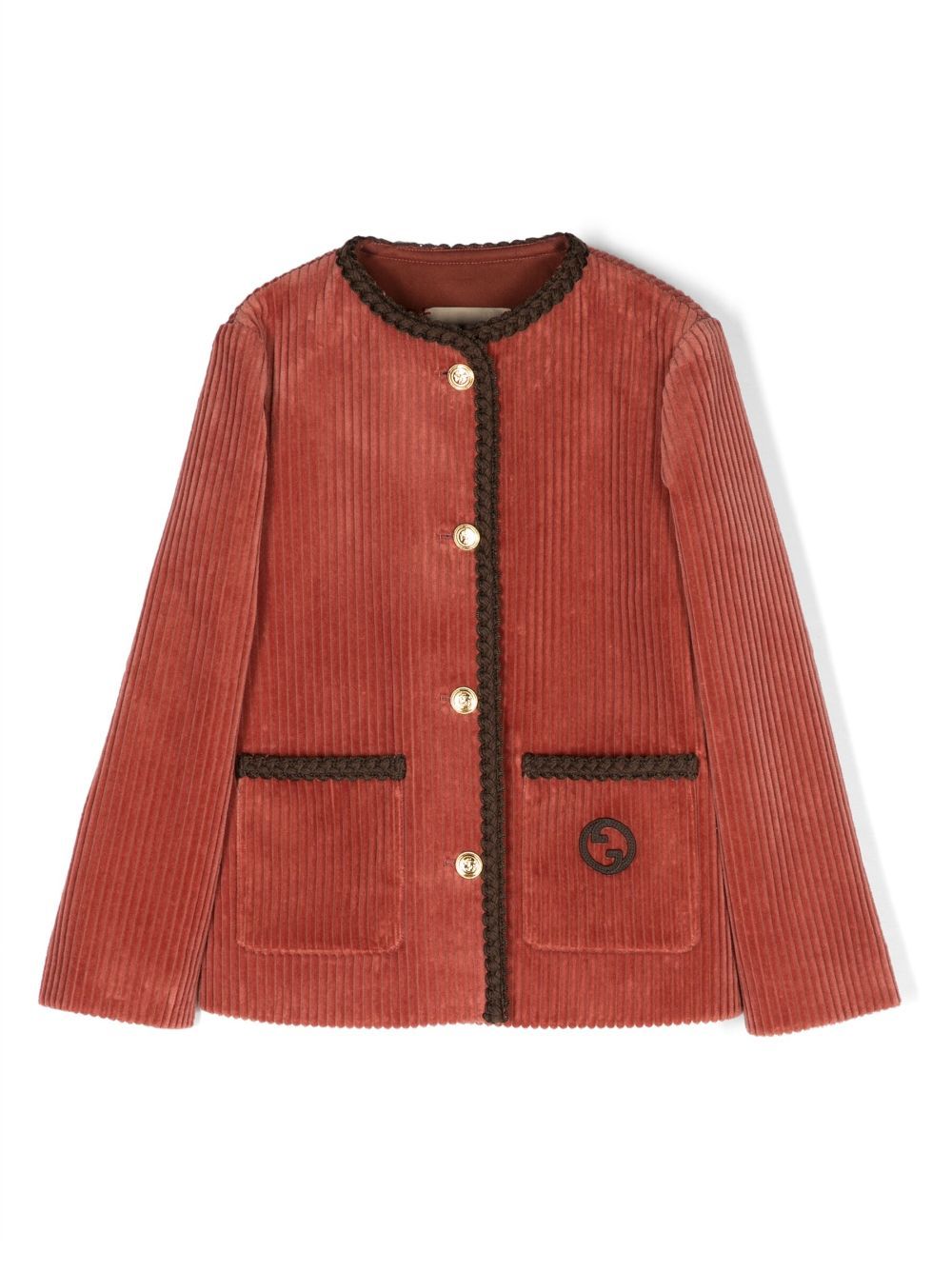 Gucci Kids Sakko aus Cord mit Logo-Stickerei - Braun von Gucci Kids