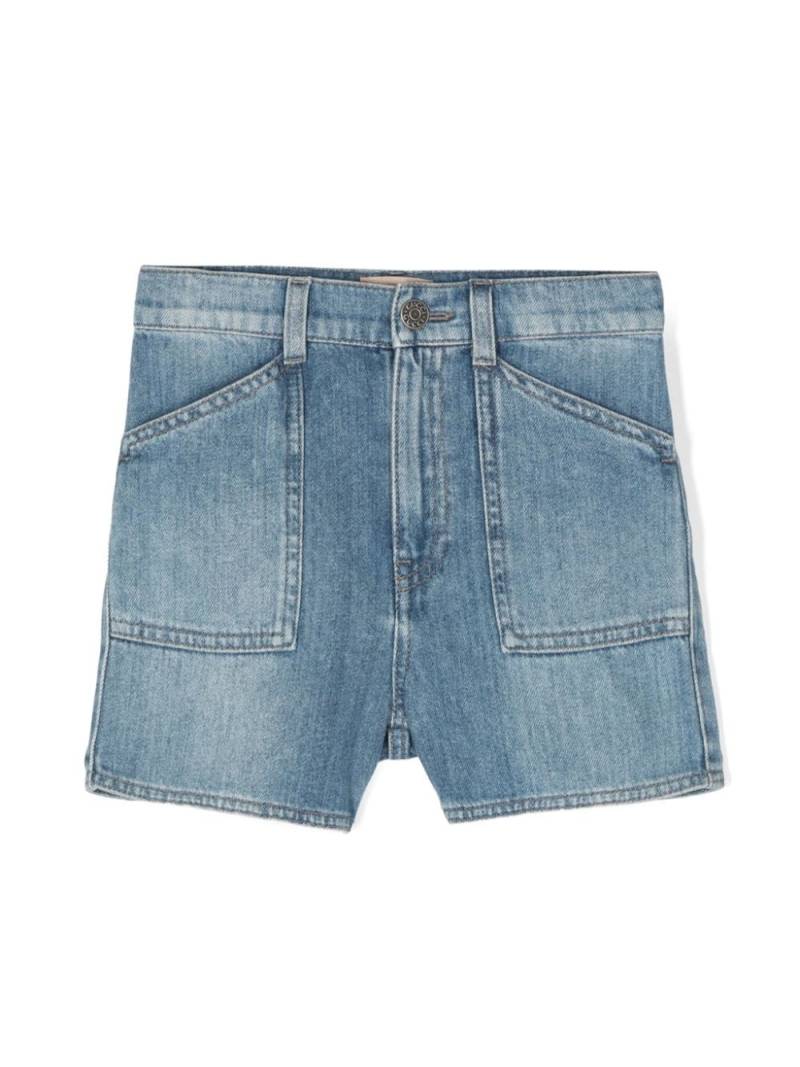 Gucci Kids Jeans-Shorts mit aufgestickter Katze - Blau von Gucci Kids