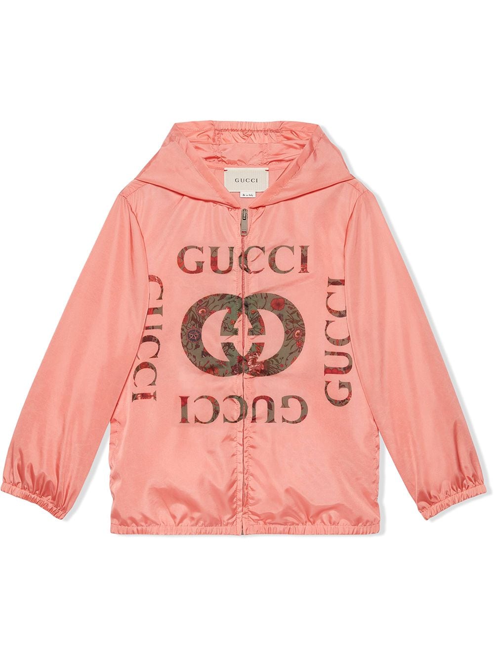 Gucci Kids Kapuzenjacke mit geblümtem Logo - Rosa von Gucci Kids