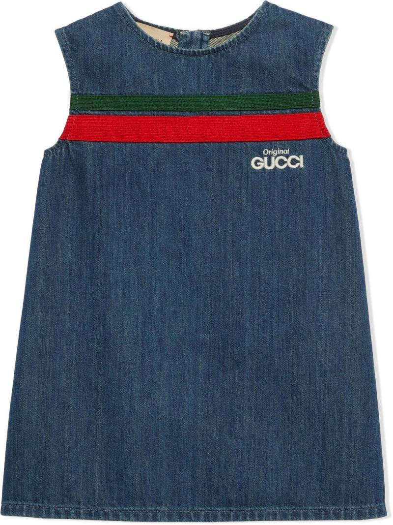 Gucci Kids Original Gucci Jeanskleid mit Web - Blau von Gucci Kids