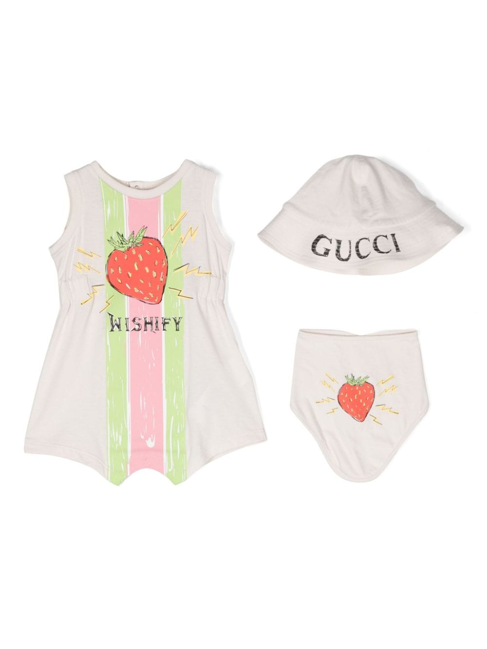 Gucci Kids Playsuit mit Erdbeer-Print - Nude von Gucci Kids