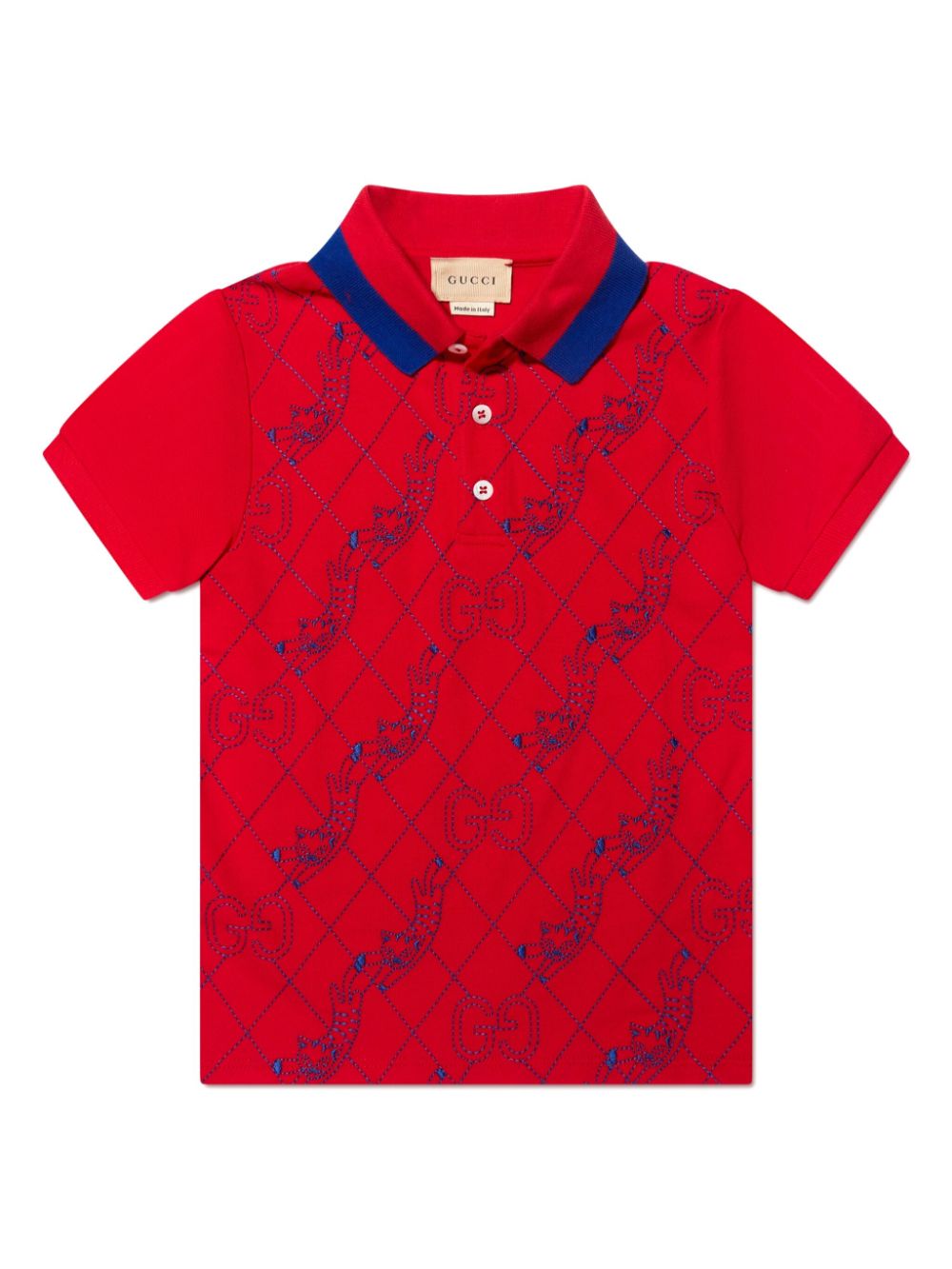 Gucci Kids Poloshirt mit Katzenstickerei - Rot von Gucci Kids