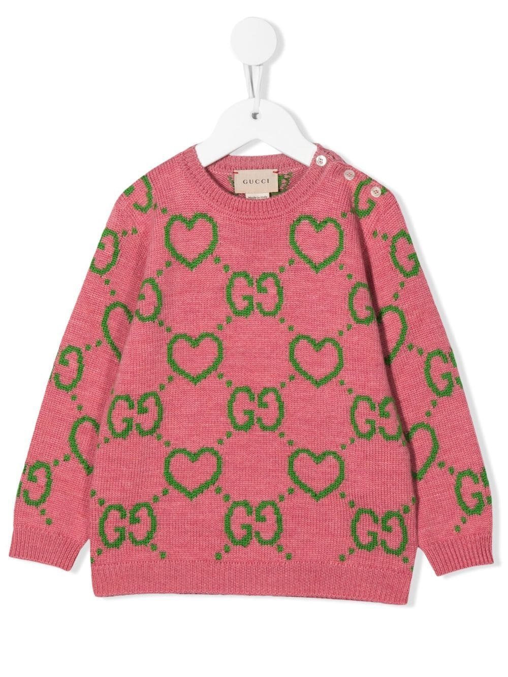 Gucci Kids Pullover mit GG-Herzmuster - Rosa von Gucci Kids