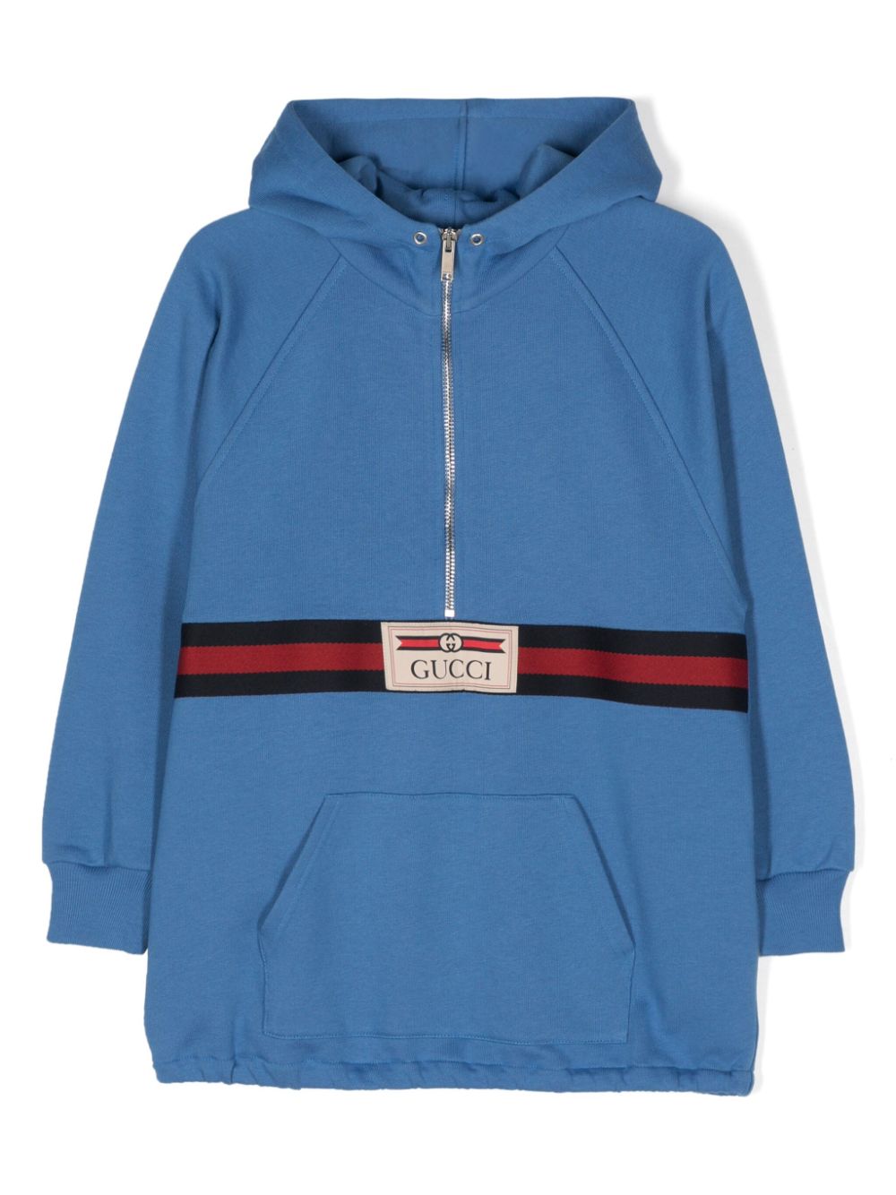 Gucci Kids Webstreifen-Hoodie mit kurzem Reißverschluss - Blau von Gucci Kids