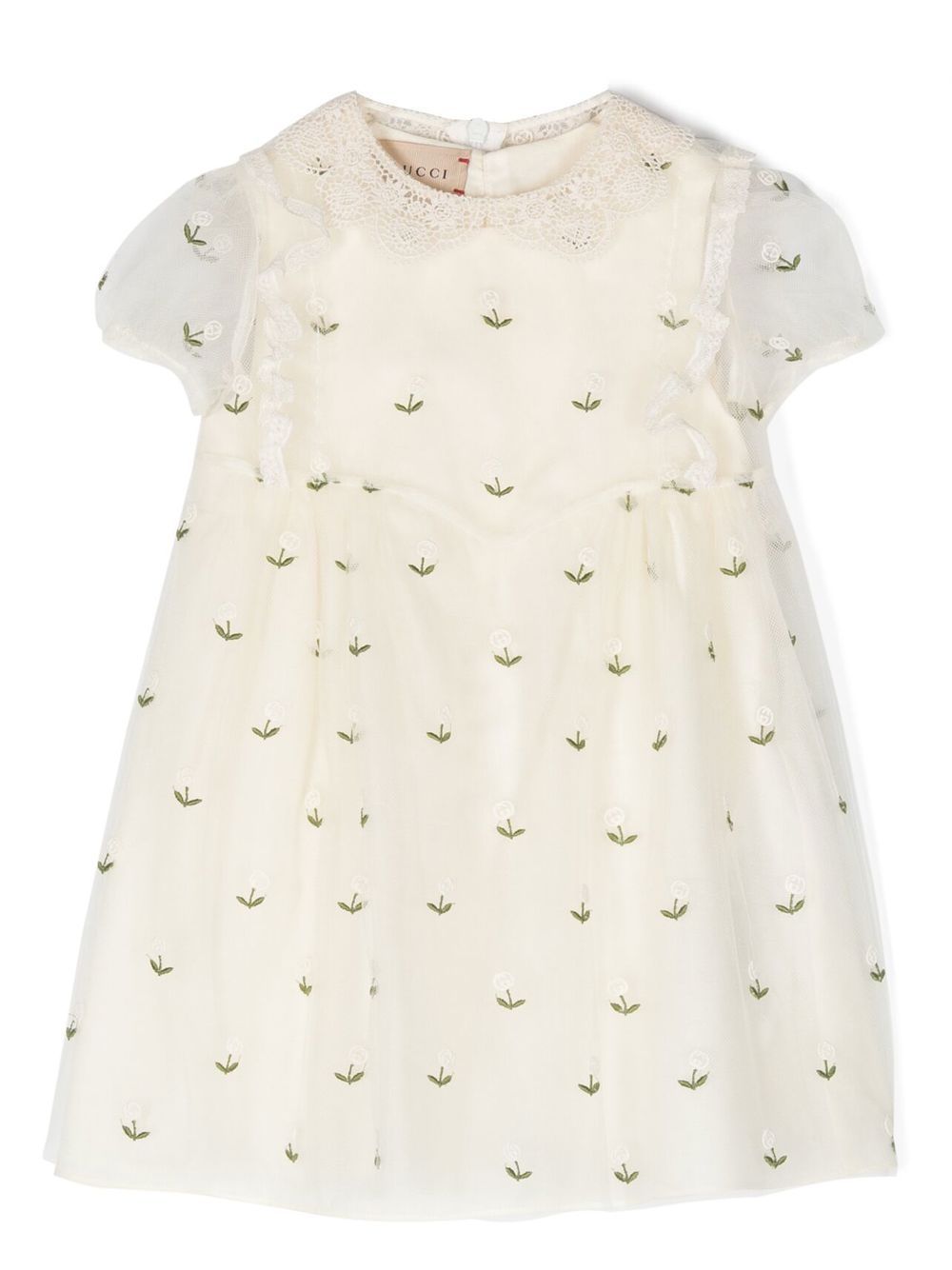 Gucci Kids Kleid mit Blumenstickerei - Weiß von Gucci Kids