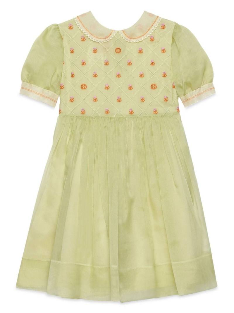 Gucci Kids Besticktes Kleid aus Seidenorganza - Grün von Gucci Kids