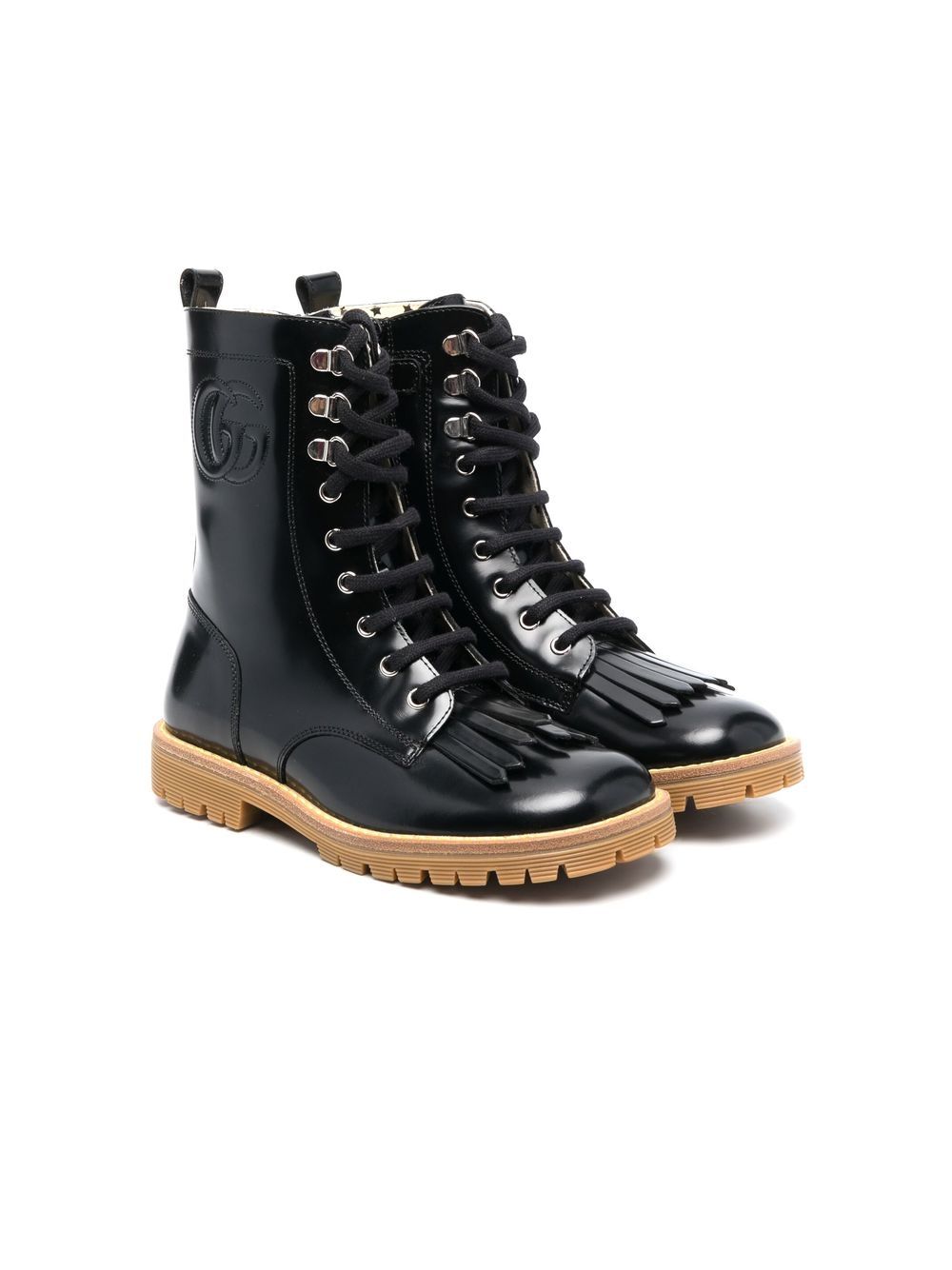 Gucci Kids Schnürstiefel mit Zierlasche - Schwarz von Gucci Kids