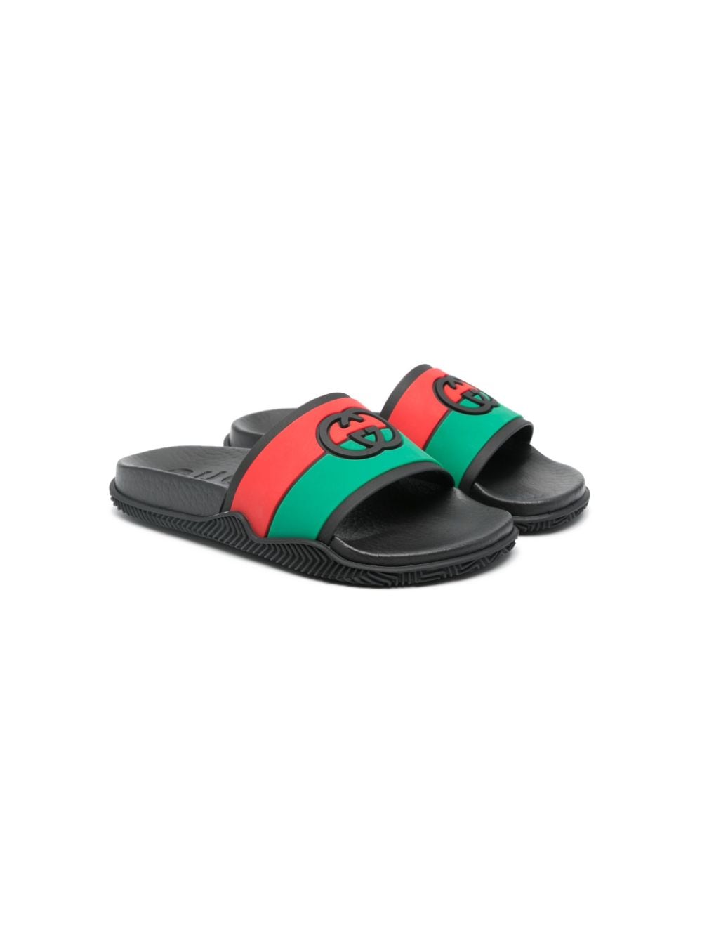 Gucci Kids Pantoletten mit Webdetail - Schwarz von Gucci Kids