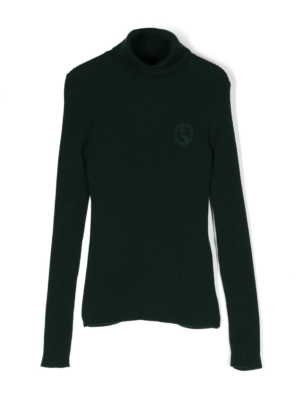 Gucci Kids Gerippter Pullover mit Logo-Stickerei - Grün von Gucci Kids