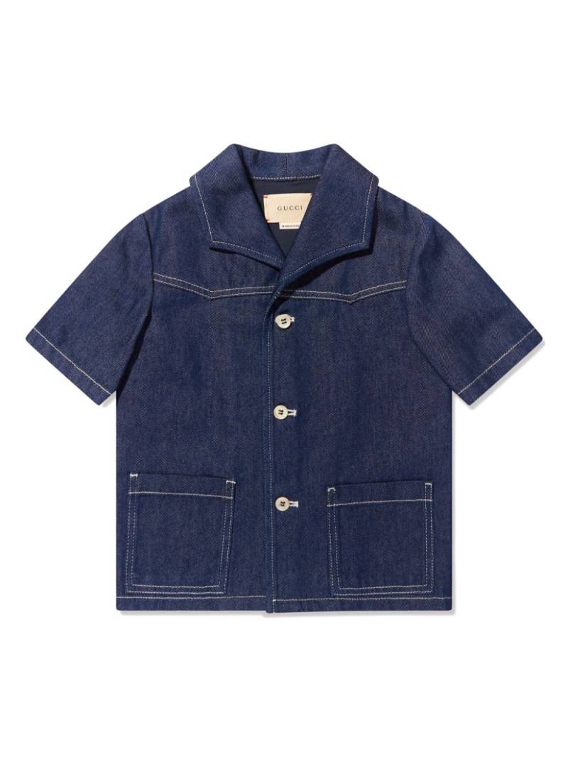 Gucci Kids Jeansjacke mit Logo-Print - Blau von Gucci Kids