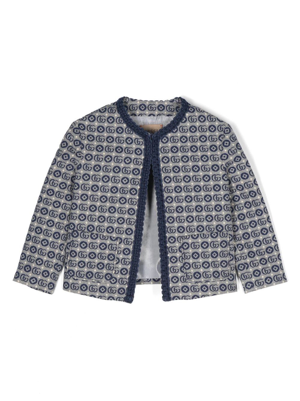 Gucci Kids Rundhals-Jacke mit Monogrammmuster - Blau von Gucci Kids