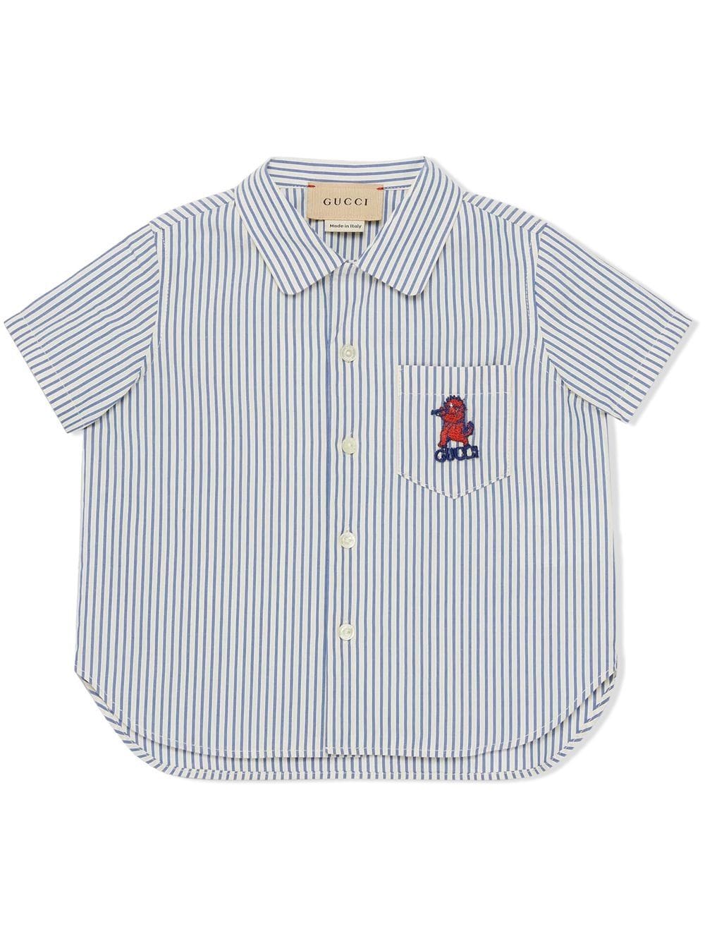 Gucci Kids Gestreiftes Hemd mit Stickerei - Blau von Gucci Kids