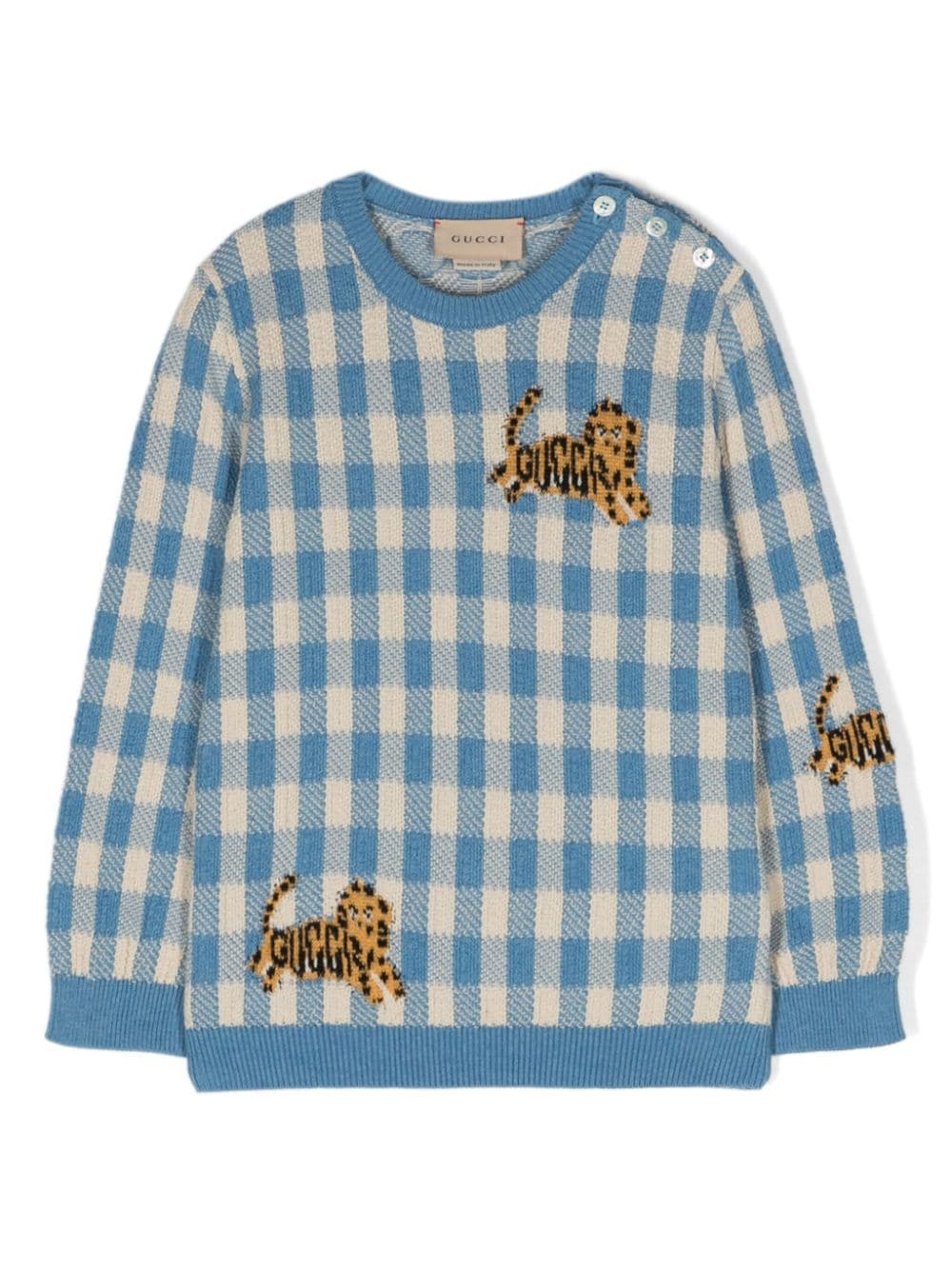 Gucci Kids Karierter Pullover mit Intarsienmuster - Blau von Gucci Kids