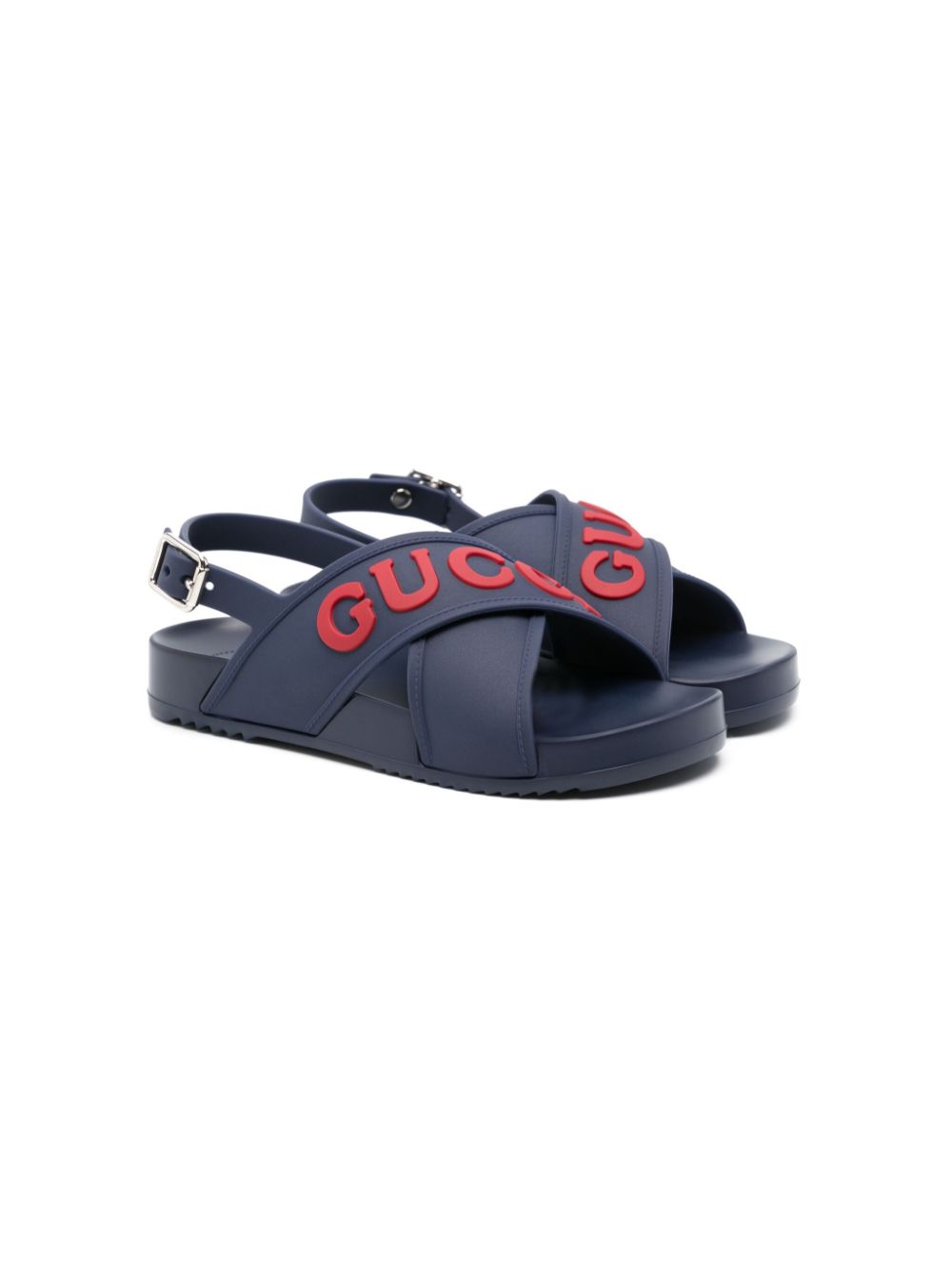 Gucci Kids rubberised-logo flat sandals - Blau von Gucci Kids