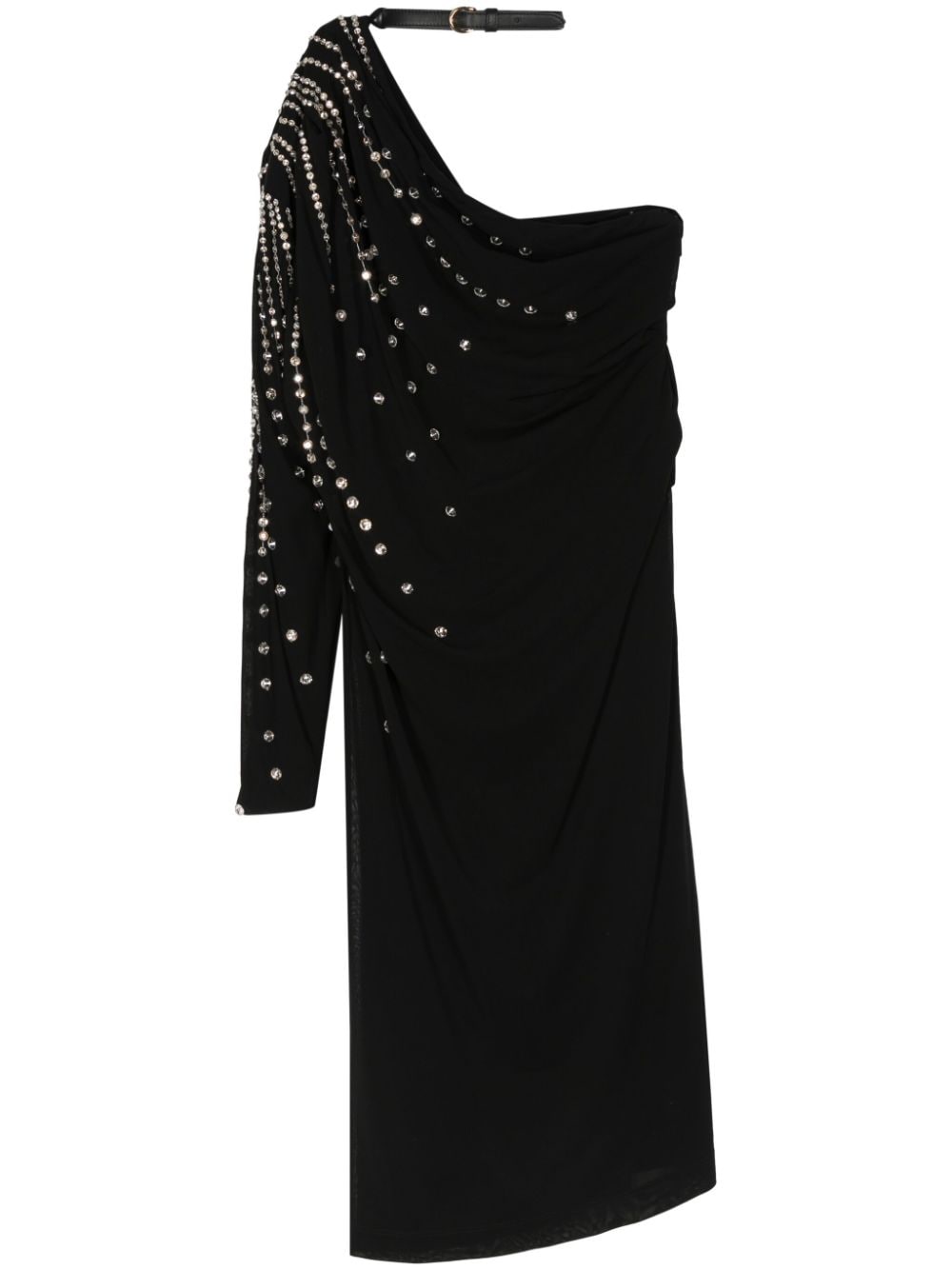 Gucci Pre-Owned 2010 crystal-embellished draped dress - Schwarz von Gucci Pre-Owned