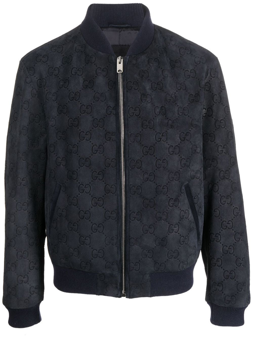 Gucci Bomberjacke aus Leder mit GG - Blau von Gucci