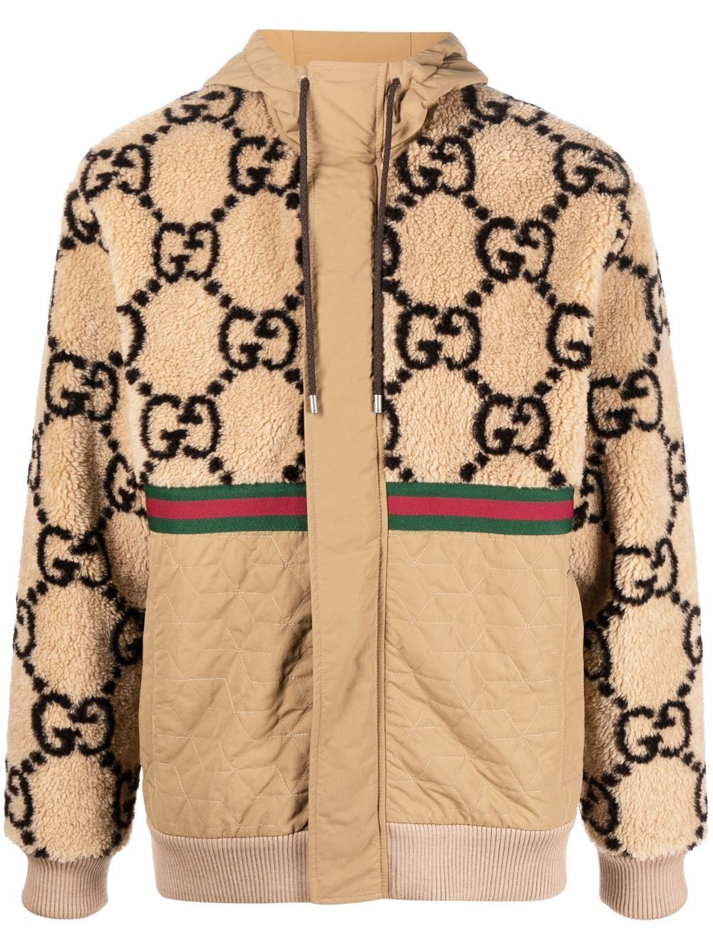 Gucci Hoodie aus Faux Fur mit GG - Nude von Gucci