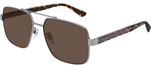 Gucci Unisex – Erwachsene GG0529S-002-60 Sonnenbrille, Ruthenium-Havana, 60 von Gucci