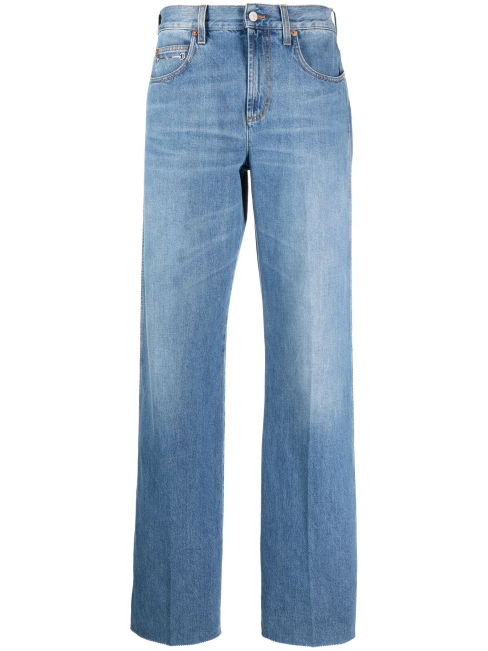 Gucci Gerade Jeans mit Horsebit-Spange - Blau von Gucci