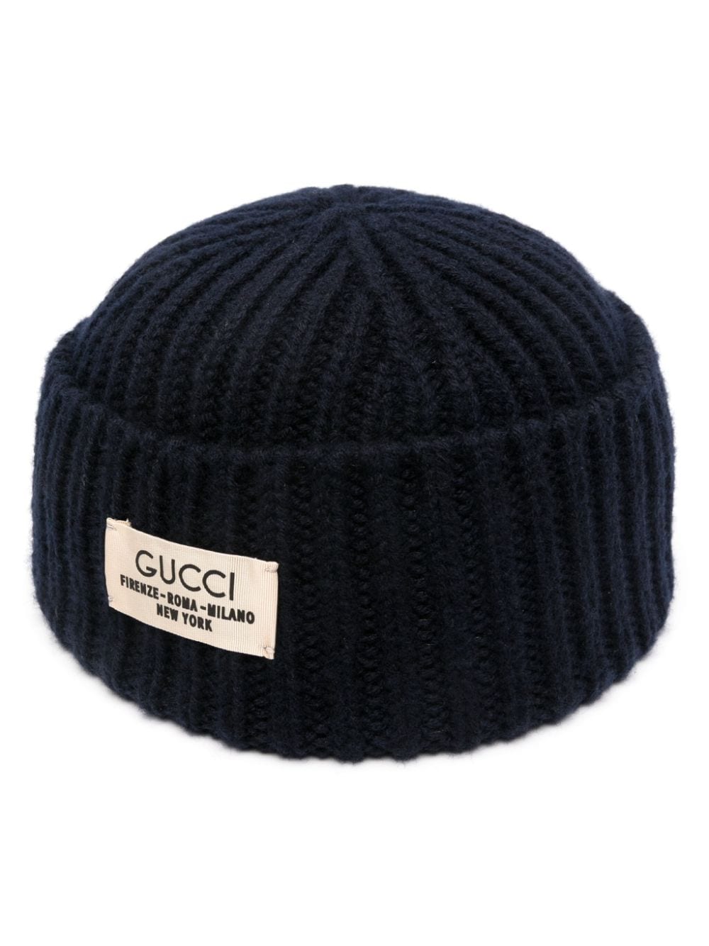 Gucci Gerippte Mütze mit Logo-Patch - Blau von Gucci