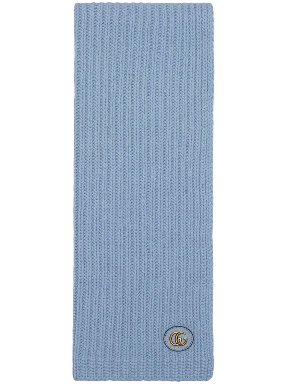 Gucci Gerippter Strickschal mit GG-Patch - Blau von Gucci