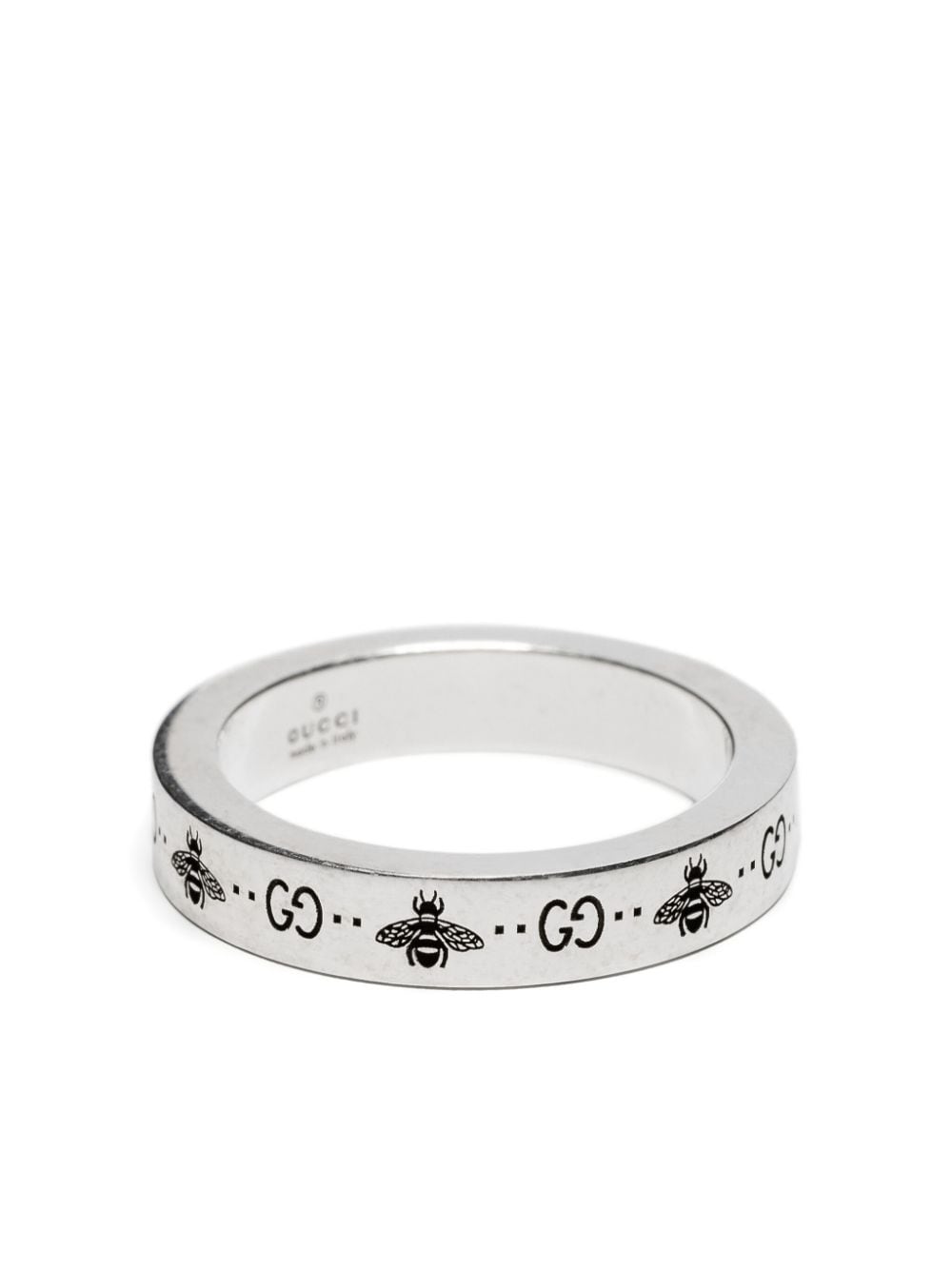 Gucci Gravierter Ring mit GG und Biene - Silber von Gucci