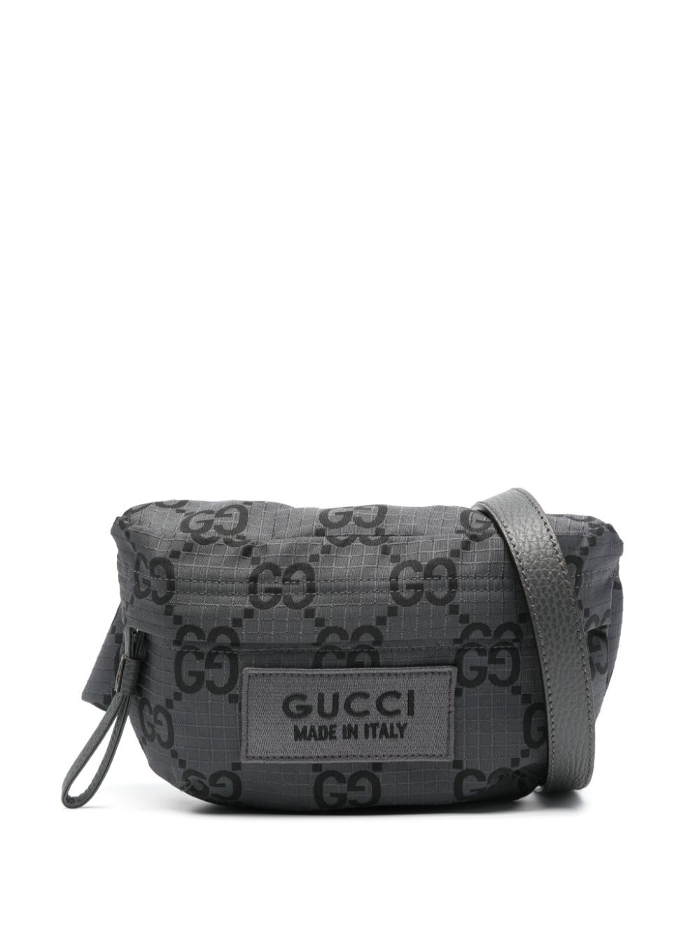 Gucci GG-Damier Gürteltasche mit Logo-Patch - Grau von Gucci