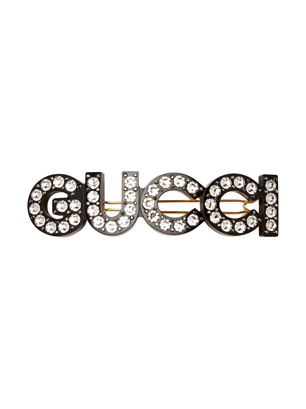 Gucci Haarspange mit Kristall-Logo - Schwarz von Gucci