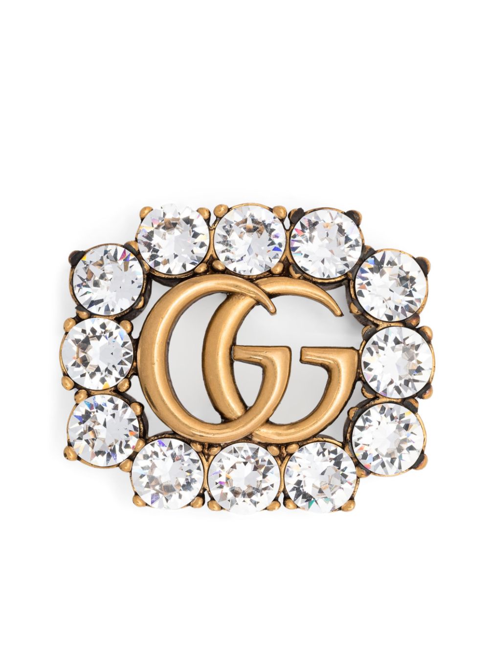 Gucci Kristallverzierte Brosche mit GG - Gold von Gucci