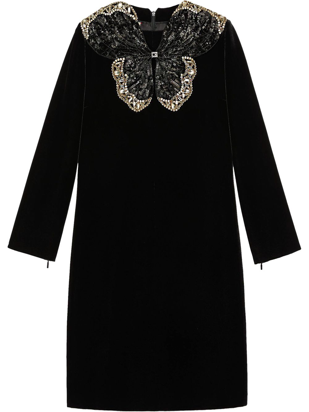 Gucci Samtkleid mit Schmetterling-Applikation - Schwarz von Gucci