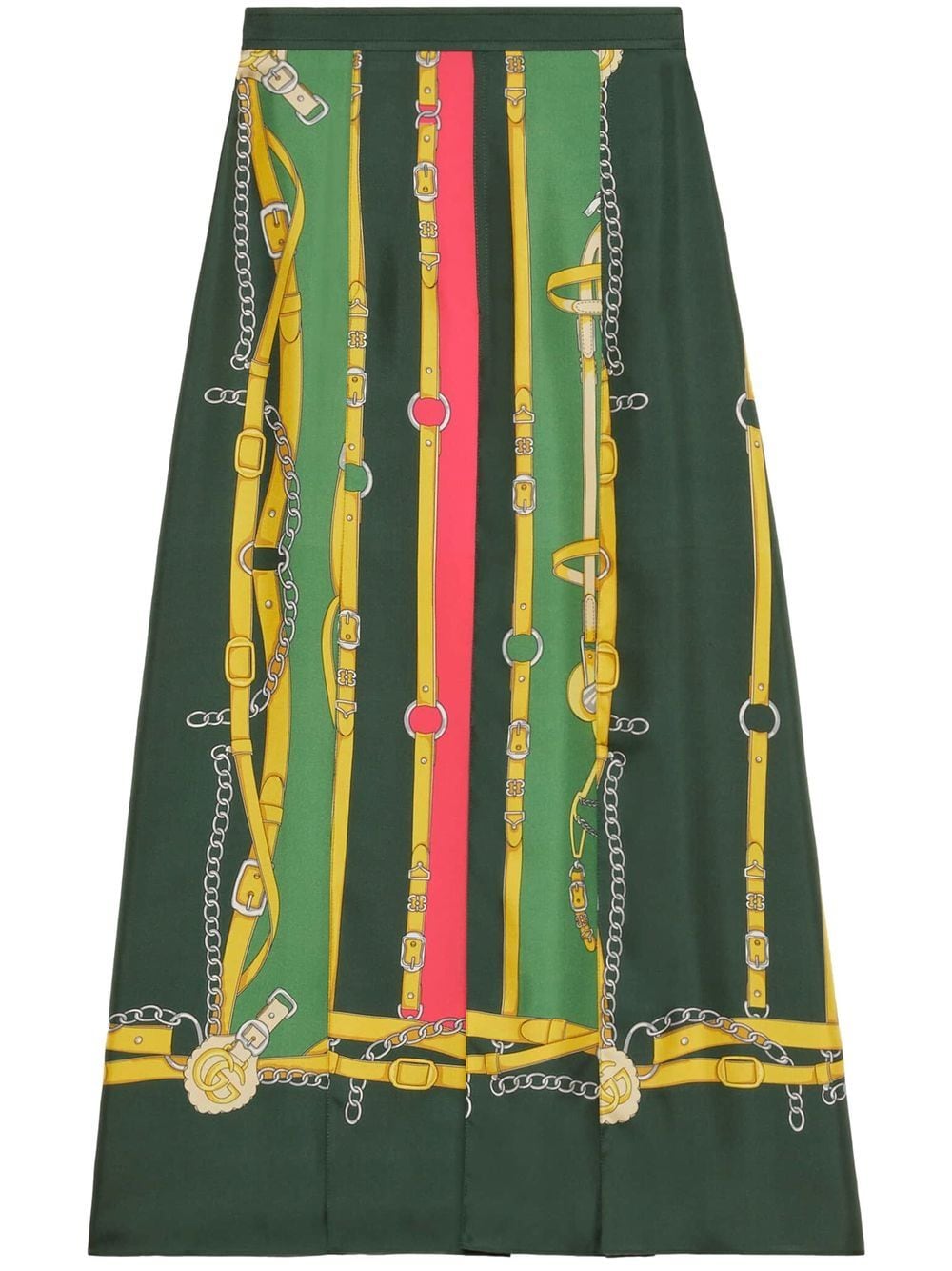 Gucci Seidenhemd mit Harness-Print - Grün von Gucci