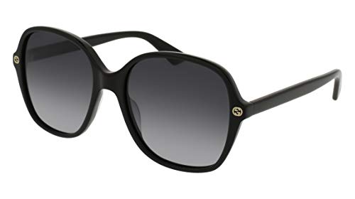 Gucci Damen GG0092S 001 Sonnenbrille, Schwarz (Black/Grey), 55 von Gucci