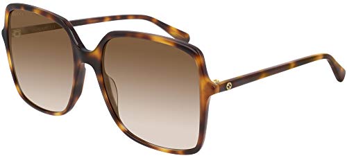 Gucci Unisex – Erwachsene GG0544S-002-57 Sonnenbrille, Havana/Brown Shaded, 57 von Gucci