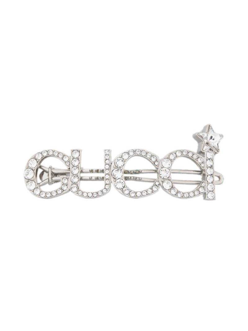 Gucci Haarspange mit Kristall-Logo - Silber von Gucci