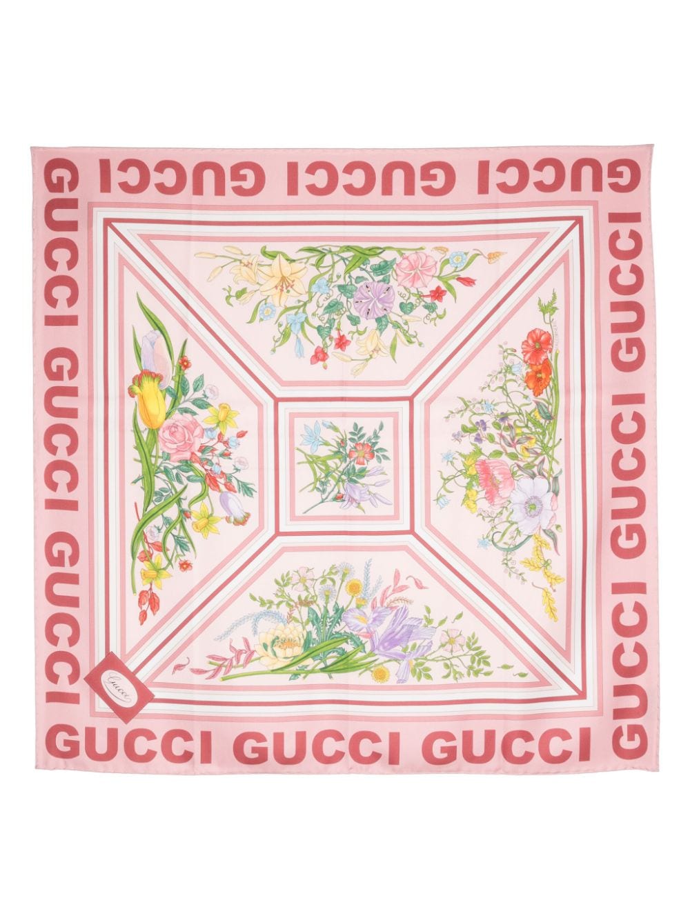 Gucci Seidenschal mit Blumen-Print - Rosa von Gucci